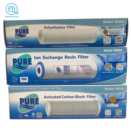 Bộ 3 lõi lọc Pure 123 Thái lan (loại PE) - NHẬP KHẨU CHÍNH HÃNG Pure Thái Lan - Bộ lọc thô máy RO, ion kiềm