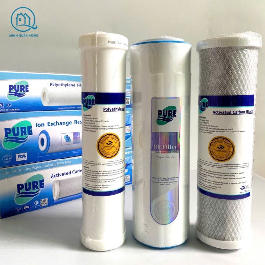 Bộ 3 lõi lọc Pure 123 Thái lan (loại PE) - NHẬP KHẨU CHÍNH HÃNG Pure Thái Lan - Bộ lọc thô máy RO, ion kiềm
