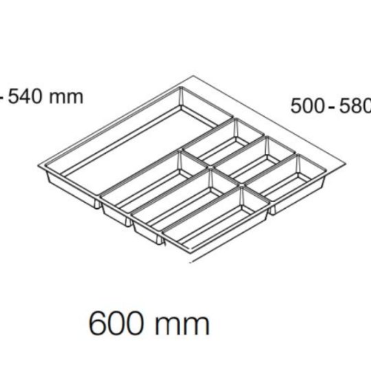 Khay chia cho hộc tủ rộng 600mm, Màu xám nhạt 556.52.546