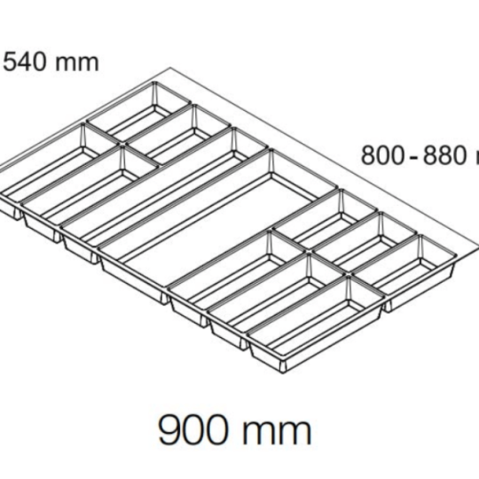 Khay chia cho hộc tủ rộng 900mm, Màu xám nhạt 556.52.549