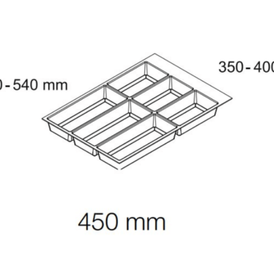 Khay chia hộc Häfele tủ rộng 450mm Màu xám 556.52.243