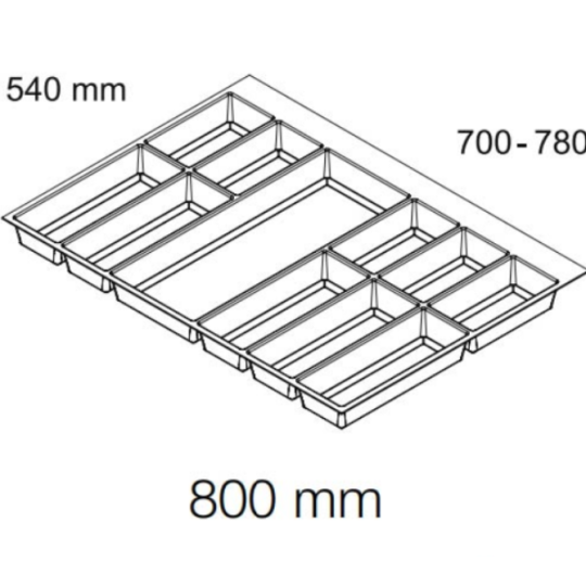 Khay chia hộc Häfele tủ rộng 800mm Màu xám 556.52.248