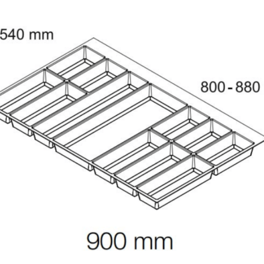 Khay chia hộc Häfele tủ rộng 900mm Màu xám 556.52.249