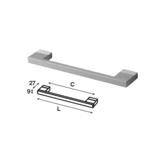 Tay nắm tủ Hafele, màu bạc 128x148mm 100.90.932