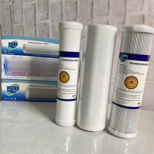 Bộ 3 lõi lọc Pure 123 Thái lan (loại PE) - NHẬP KHẨU CHÍNH HÃNG Pure Thái Lan - Bộ lọc thô máy RO, ion kiềm